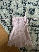 Pink Mini Dress Ruffle Trim Bottom Photo 0
