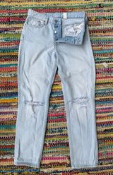 Brandy Melville High Wasted Light Wash Distressed Jeans Photo 0