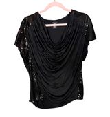 Moda International Glitter Black Going Out Top Sparkly Shirt New Years Eve Med Photo 0