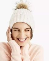 J. Crew Winter Beanie Ribbed With Faux Fur Pom Pom Photo 0