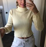 Yellow Knit Turtleneck Sweater Photo 0