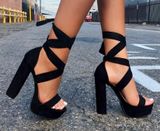 Black Strappy Heels Size 6.5 Photo 0