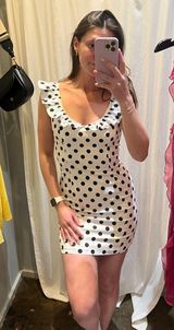 Black and White Polka Dot Ruffle Dress Photo 0