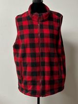 Entro Vest Red Black Buffalo Plaid Vest Jacket Womens Size XL Full Zip Up Fleece Photo 0