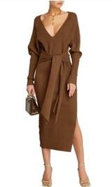 Good American Long Sleeve Belted Bodycon Midi Dress Photo 0