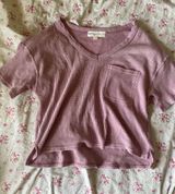 waffle knit short sleeve lounge top Pink Photo 0