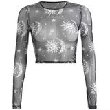 Women Mesh Long Sleeve See Through Top Photo 0