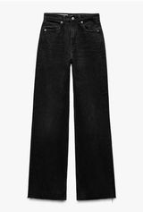 NWT ZARA Women's Black High Waisted Full Length Wide Leg Jeans Photo 0