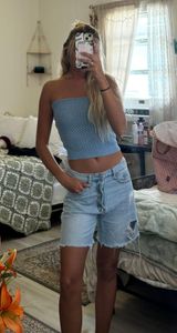Strapless Knit Blue Top Size XS Photo 0