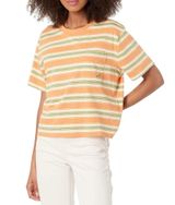 Roxy Women's Short Sleeve Yarn Dye T-Shirt Golden Ochre Good Vibes XS Photo 0