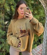 Vintage retro outdoorsy deer crewneck Tan Size L Photo 0