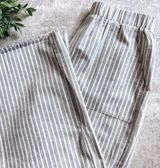 Wishlist Grey and White Vertical Strip Wide Leg Pull On Linen Pants Size Large Photo 0