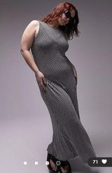 Topshop Curve Stripe Panel Knit Tank Dress Black White 16-18 Photo 0