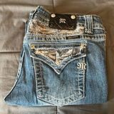 Miss Me Sequin Flap Pocket Bootcut Distressed Jean Size 30 Photo 0