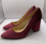 Jessica Simpson Burgundy Velvet Chunk Heel Pumps size 9.5 F5 Photo 0