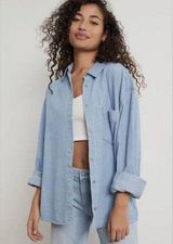 We Wore What  denim chambray shirt Top Medium/Large oversized boyfriend Photo 0