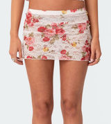 Edikted Portofino Printed Sheer Floral Lace Skirt. Size XS Photo 0