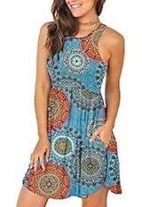 Women’s Medium Casual Sleeveless Short Dress with Pockets Photo 0