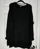 Free People  Oversized Dark Gray Long Line Sweater V Neck Size XS/S Photo 0