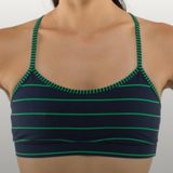 Lululemon Flow Y Athletic Sports Bra Size 4 Blue and Green Stripe Racerback Gym‎ Photo 0