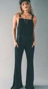 Flynn Skye Party Jumpsuit Overalls Black Rayon Flare Cut - Size Medium Photo 0