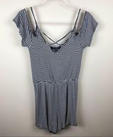 One Clothing  Striped Romper Blue White Medium M Photo 0