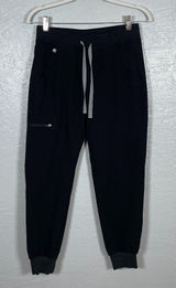Figs Women Petite XSP Black Zamora Jogger Scrub Pants Pockets Yoga Waistband Photo 0