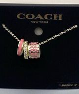 Coach Signature Enamel Necklace NWT C9446 Gold/pink~ New In Original Packaging Photo 0