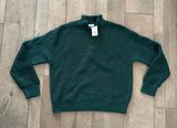 NWT J. Crew Teal Cable Knit Sleeve Mock Neck Sweater Photo 0