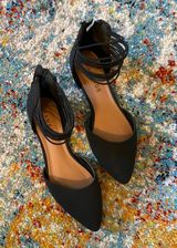 Rampage Black Pointed Toe Strappy Flats Photo 0