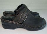 Charcoal Black Leather BOC Heeled Clogs Photo 0