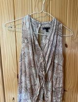 Floral Sleeveless Top - Cream and Brown Photo 0