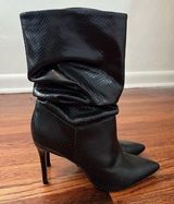 slouchy snakeskin embossed leather pull on Ashlee stiletto boots Photo 0