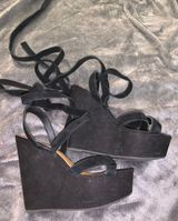 Steve Madden Black Platform Lace Up Wedges Photo 0