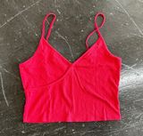 Basics Red Ribbed V-neck Cami Tank Top Photo 0