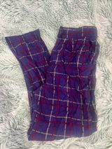 Pants Womens 6 Blue Plaid Flat Front Tapered Fit Trousers Academia Photo 0