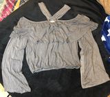 Cold Shoulder Crop Shirt Gray Size M Photo 0