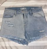 REWASH Light Wash Striped High Waisted Shorts Photo 0