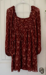 STATE Rust Floral Ruffle Dress Photo 0