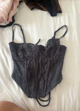 Grey Lace Tie Up Corset Gray Size L Photo 0