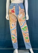 Montana Goldberg Vintage 90s Hand Painted Jeans Photo 0