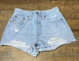 501 Jean Shorts Women's Size 28 Button Fly Distressed Ripped Cut Off Photo 0