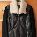 Ella Moss Vegan Suede Sherpa Lined Moto Jacket Black Medium NWOT Photo 0