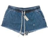 New Aerie drawstring Denim Shorts sz S Pull on Shorts Elastic Waist Photo 0