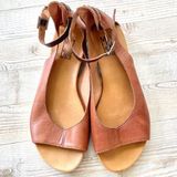 Miz Mooz Angel Leather Peep Toe Flat Sandals | Brown Size 8.5 Photo 0