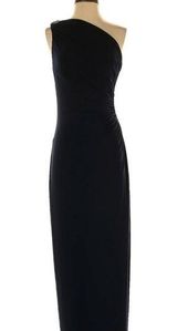 Lauren Ralph evening Women One Shoulder Side Split Maxi Dress Black Sz 10 #79 Photo 0