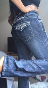 Red Rivet Low Waisted Jeans  Photo 0