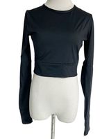 Prana Small Long Sleeve Black Cropped Tee Shirt Photo 0
