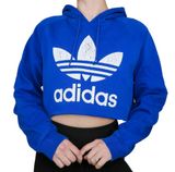 Vintage Y2K Adidas Trefoil Logo Blue Cropped Hoodie Photo 0