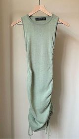 Lioness / Princess Polly Military Minds Mini Ruched Side-Tie Dress in Sage Green Photo 0